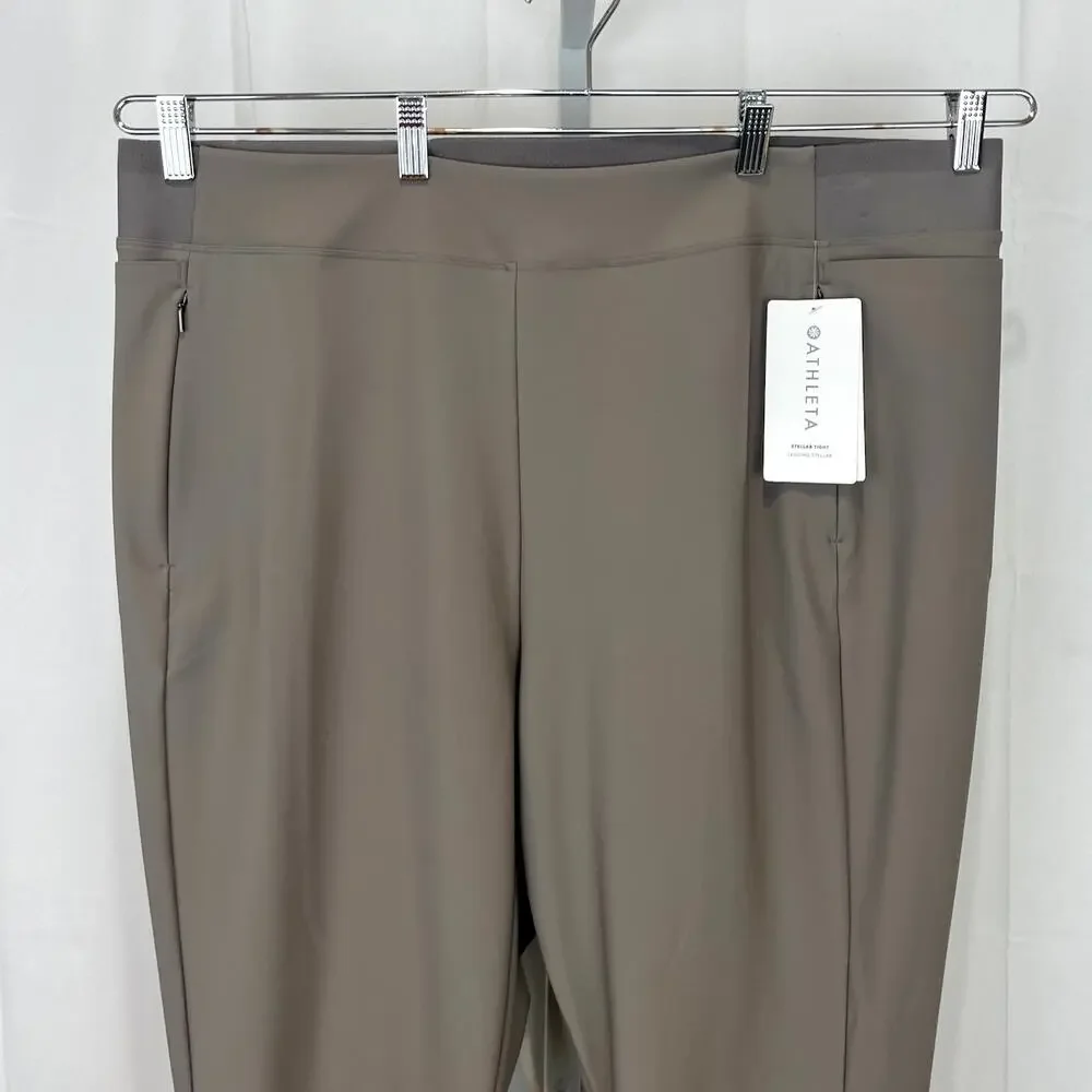 NWT ATHLETA Stellar Tight 982974 Pull On Zip Ankle Stretch Pockets Taupe 24 Plus - Picture 4 of 8